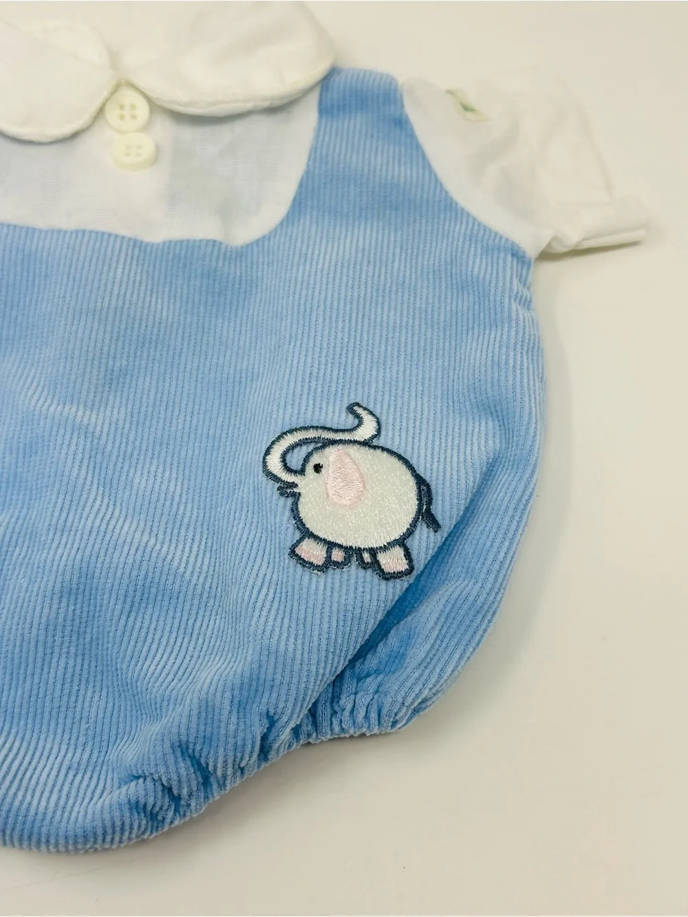 Vintage Cabbage Patch Kids Doll Baby Corduroy Elephant Romper Coleco Blue White
